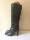 MARKS & SPENCER AUTOGRAPH BLACK LEATHER KNEE LENGTH HEELED BOOTS SIZE 7/40