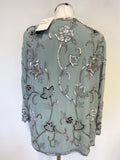 BRAND NEW GRAY & OSBORNE SAGE GREEN SEQUINNED JACKET , TOP & TROUSER SUIT SIZE 16