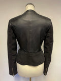 LK BENNETT BLACK RIBBON CAPSULE COLLECTION BLACK LEATHER & WOOL ZIP UP JACKET SIZE 10