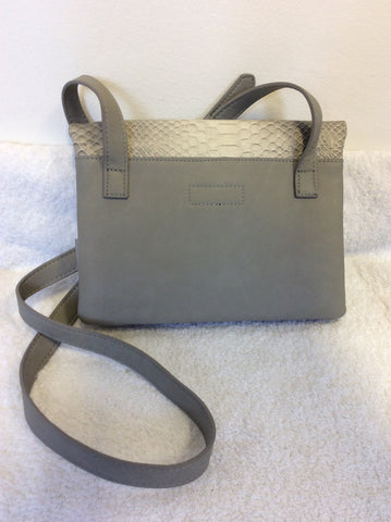 BRAND NEW OLIVER BONAS GREY SNAKESKIN TRIM CROSS BODY BAG