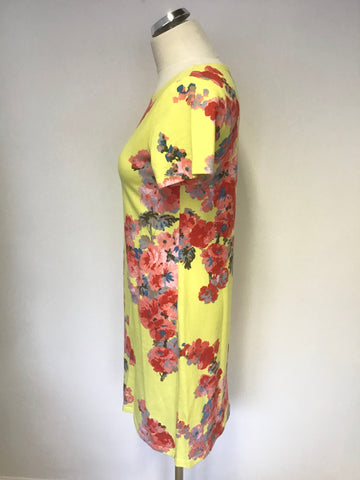JOULES RIVIERA LEMON FLORAL PRINT COTTON SHORT SLEEVE DRESS SIZE 12