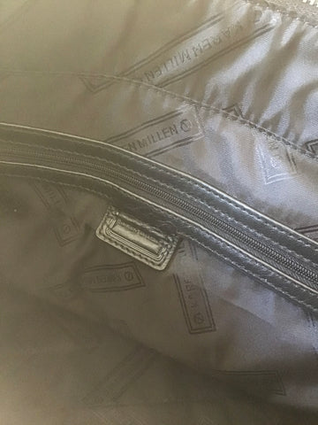 KAREN MILLEN BLACK & WHITE ANIMAL PRINT PONY SKIN,LEATHER & SUEDE TOTE/ SHOULDER BAG