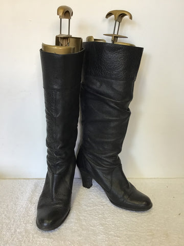 JIGSAW BLACK LEATHER SLOUCH BOOTS SIZE 4/37