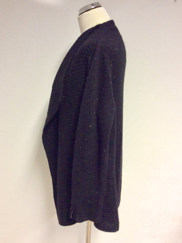 LUISA CERANO BLACK MARL MERINO WOOL CARDIGAN SIZE 14