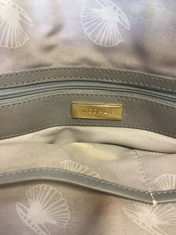 MODALU PIPPA SHARK GREY LEATHER TOTE BAG WITH DETACHABLE STRAP