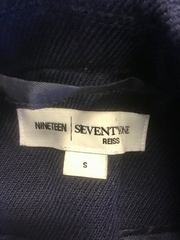 REISS NINETEEN SEVENTY ONE TYLER NAVY BLUE  OFF CENTRE ZIP FASTEN JACKET SIZE S
