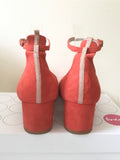 BODEN CORAL RED SUEDE ANKLE STRAP BLOCK HEELS SIZE 7/40