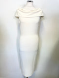 BRAND NEW WITH TAGS REISS RAFFERTY OFF WHITE OFF THE SHOULDER PENCIL DRESS SIZE 10