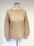 LK BENNETT JOLIE CHALK ROSE WOOL & MOHAIR BELL SLEEVE JUMPER SIZE M