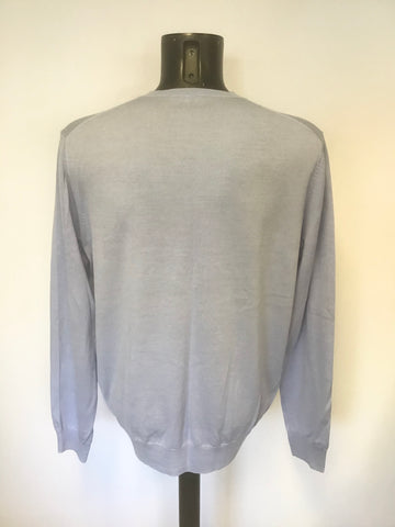 JAEGER PALE BLUE 100% WOOL V NECK JUMPER SIZE XL