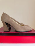 CHARLES JOURDAN PARIS TAUPE SUEDE SHAPED HEEL COURT SHOES SIZE 4/37