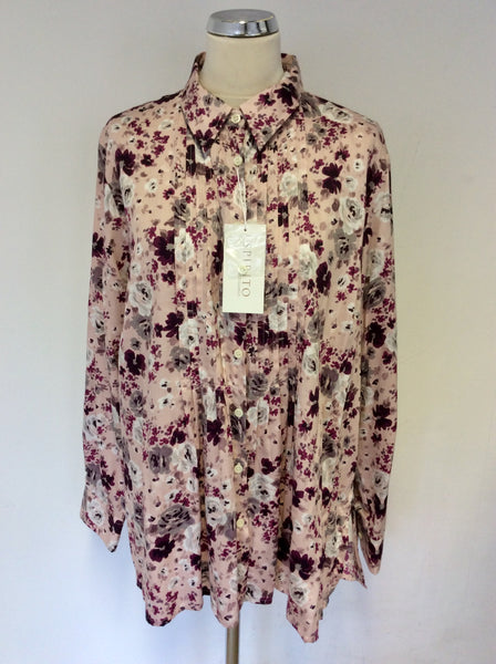 BRAND NEW SPIRITO DI ARTIGIANO PINK FLORAL ITALIAN PRINT PINTUCK SHIRT SIZE 20