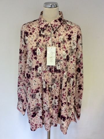 BRAND NEW SPIRITO DI ARTIGIANO PINK FLORAL ITALIAN PRINT PINTUCK SHIRT SIZE 20