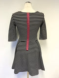 FRENCH CONNECTION BLACK & WHITE STRIPE SKATER DRESS SIZE 8