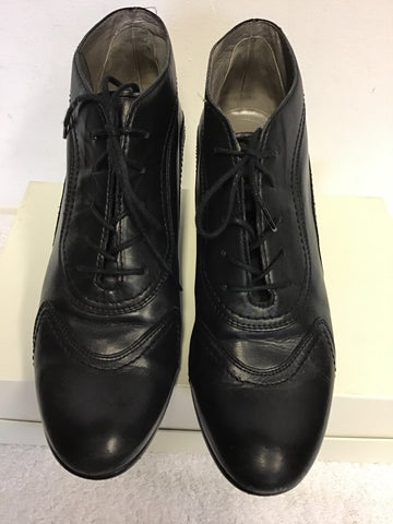 GABOR BLACK LEATHER LACE UP SHOE BOOTS SIZE 6/39