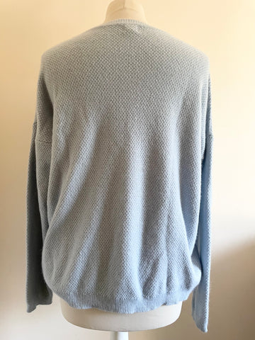 HOBBS NW3 PALE BLUE WAFFLE KNIT LONG SLEEVE JUMPER SIZE 10