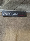 MARCCAIN KHAKI GREEN FINE KNIT SHEER SILK LONG SLEEVE TOP SIZE N3 UK  14