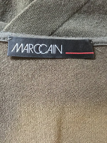 MARCCAIN KHAKI GREEN FINE KNIT SHEER SILK LONG SLEEVE TOP SIZE N3 UK  14
