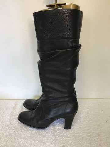 JIGSAW BLACK LEATHER SLOUCH BOOTS SIZE 4/37