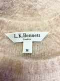LK BENNETT JOLIE CHALK ROSE WOOL & MOHAIR BELL SLEEVE JUMPER SIZE M
