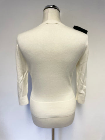 TED BAKER WINTER WHITE & BLACK TRIM 3/4 SLEEVE JUMPER SIZE 2 UK 10