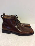 BRAND NEW MARKS & SPENCER AUTOGRAPH CHESTNUT BROWN LEATHER LACE UP BOOTS SIZE 9/43