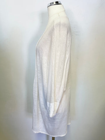 PART TWO COPENHAGEN IVORY LINEN BLEND LONG CARDIGAN SIZE S