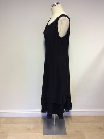 JACQUES VERT BLACK TIERED LAYERED SPECIAL OCCASION DRESS & BOLERO JACKET SIZE 16