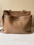 MODALU CAMEL LEATHER TOTE BAG WITH DETACHABLE SHOULDER STRAP