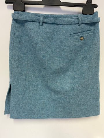 MAX MARA TURQUOISE WOOL BELTED PENCIL SKIRT SIZE 10