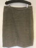 CREA CONCEPT BROWN CRINKLE STYLE WOOL BLEND CHECK SKIRT SIZE 44 UK 16
