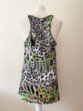 MARCCAIN SPORTS GREY LEOPARD PRINT & MULTI COLOURED PRINT SLEEVELESS VEST TOP SIZE M/L
