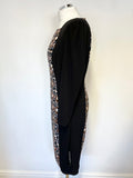 BRAND NEW MARKS & SPENCER BLACK & MULTI COLOURED PANEL LONG SLEEVE SHIFT DRESS SIZE 14