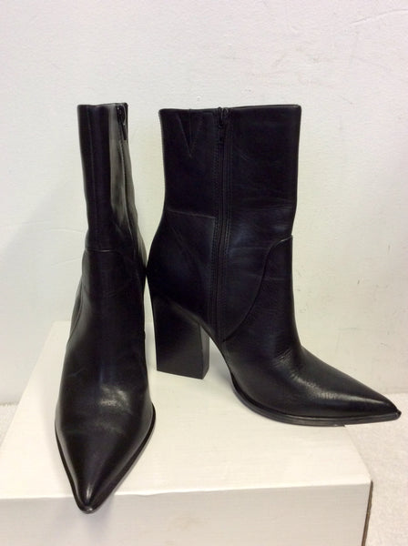MARKS & SPENCER AUTOGRAPH BLACK LEATHER ANKLE BOOTS SIZE 5.5/38.5