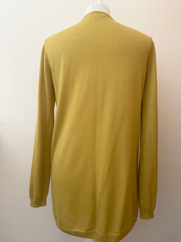 HOBBS MUSTARD 100% WOOL FINE KNIT LONG SLEEVE CARDIGAN SIZE 12