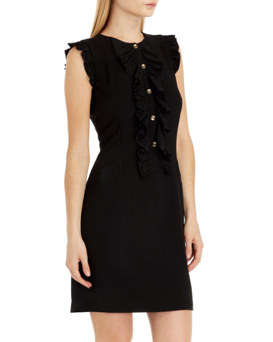 BRAND NEW TED BAKER MIMMI BLACK RUFFLE TRIM PENCIL DRESS SIZE 1 UK 8/10