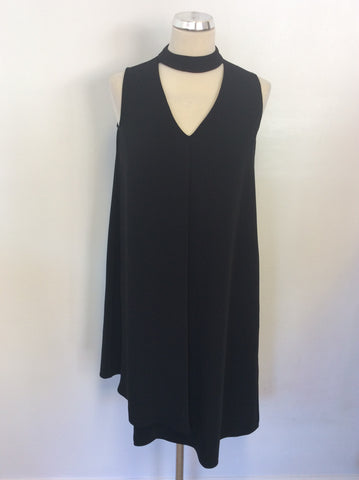PHASE EIGHT BLACK CUT OUT FRONT ASYMMETRIC HEM DRESS SIZE 10