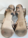 MICHAEL KORS JETSET 6 BEIGE & BROWN SNAKESKIN PRINT PLATFORM & HIGH HEEL SANDALS SIZE 6/39