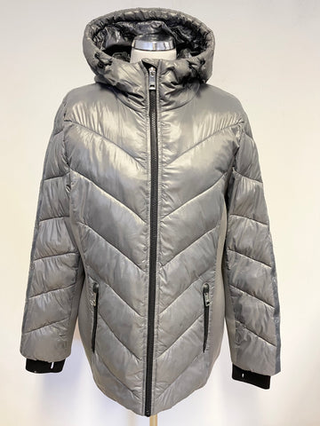 MICHAEL KORS SILVER GREY PADDED HOODED JACKET SIZE L