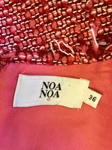 NOA NOA RED,WHITE & PINK WEAVE SLEEVELESS DRESS SIZE 36 UK 8