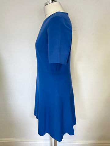 HOBBS BLUE SHORT SLEEVED FIT & FLARE DRESS SIZE 14