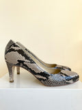 HOBBS BLACK & TAUPE SNAKESKIN PRINT COURT SHOES SIZE 5/38