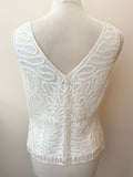 PLANET IVORY LACE SLEEVELESS V NECKLINE TOP SIZE 16
