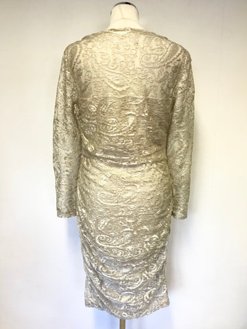 PHASE EIGHT CREAM LACE LONG SLEEVE SPECIAL OCCASION DRESS SIZE 14