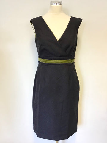 BRAND NEW LAURA ASHLEY NAVY BLUE & GREEN TRIM PENCIL DRESS SIZE 12