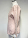 PURE COLLECTION 100% CASHMERE BABY PINK 3/4 SLEEVE JUMPER SIZE 16