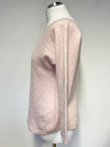 PURE COLLECTION 100% CASHMERE BABY PINK 3/4 SLEEVE JUMPER SIZE 16