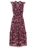 BRAND NEW WHISTLES MAROON PITTI PRINT DOUBLE STRAP FIT & FLARE DRESS SIZE 10