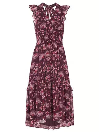 BRAND NEW WHISTLES MAROON PITTI PRINT DOUBLE STRAP FIT & FLARE DRESS SIZE 10