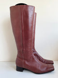 ECCO CHESTNUT BROWN LEATHER KNEE LENGTH LOW HEEL BOOTS SIZE 5/38
